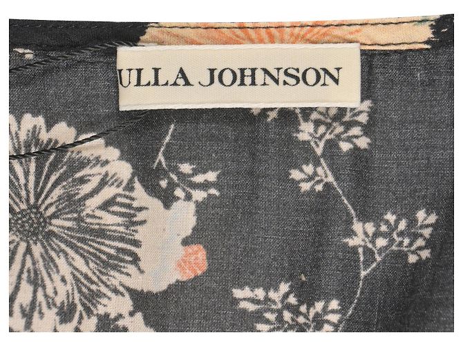 Abito midi con scollo a V in stampa floreale e dettagli a volant in cotone nero Ulla Johnson - vista 4