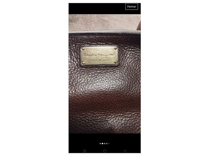 Clutch Salvatore Ferragamo in Pelle di Vitello Marrone Scuro - vista 4
