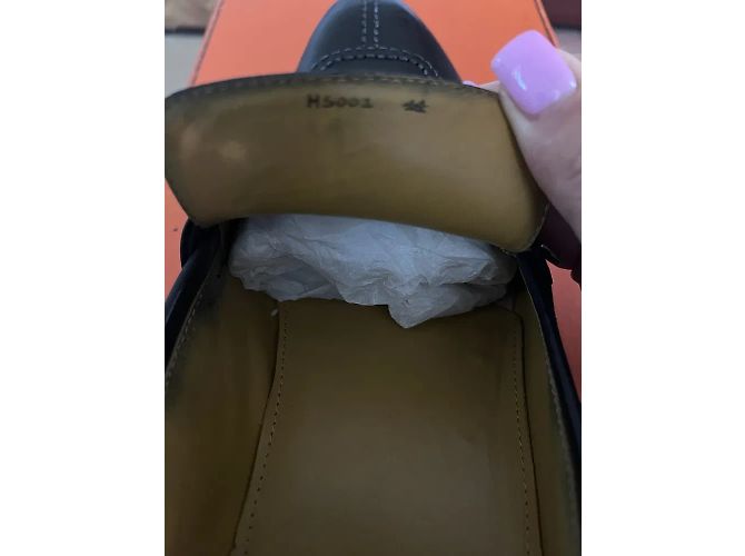 Hermès Mocassini in pelle nera per uomo Hermes 44 EU Nero - vista 8