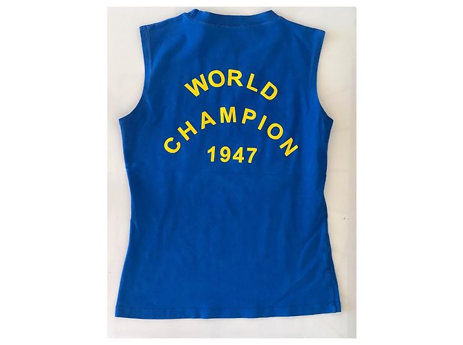 Top Christian Dior J'adore Dior World Champions Blu Giallo Cotone - vista 3