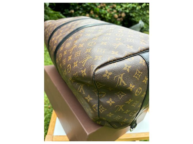 Abbesses Louis Vuitton Borsa Keepall Bandoulière 55 Macassar Marrone scuro - vista 11