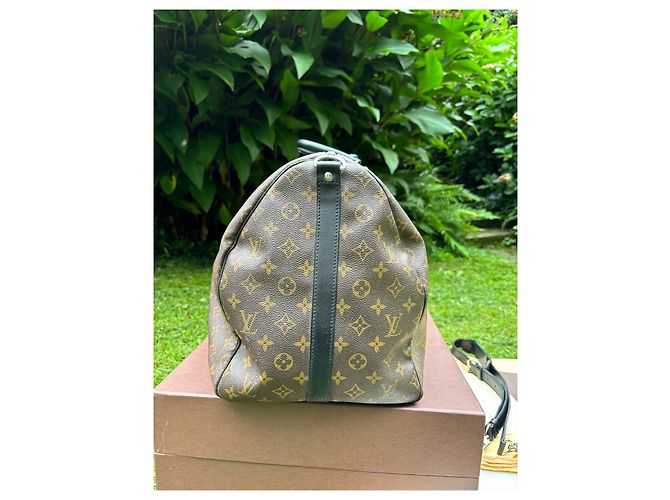 Abbesses Louis Vuitton Borsa Keepall Bandoulière 55 Macassar Marrone scuro - vista 2