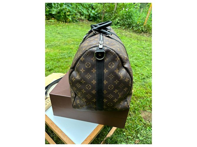 Abbesses Louis Vuitton Borsa Keepall Bandoulière 55 Macassar Marrone scuro - vista 4