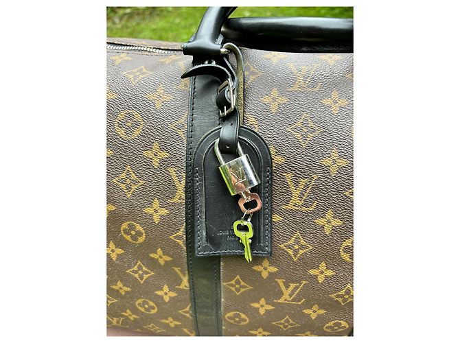 Abbesses Louis Vuitton Borsa Keepall Bandoulière 55 Macassar Marrone scuro - vista 5