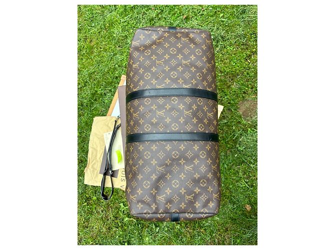 Abbesses Louis Vuitton Borsa Keepall Bandoulière 55 Macassar Marrone scuro - vista 7