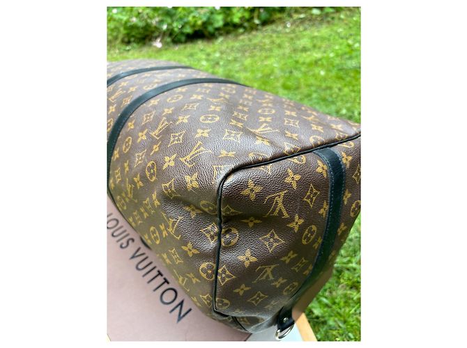 Abbesses Louis Vuitton Borsa Keepall Bandoulière 55 Macassar Marrone scuro - vista 9