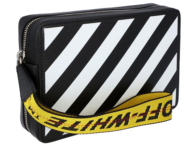 Borsa Diagonale Off White in Nero e Bianco - vista 2