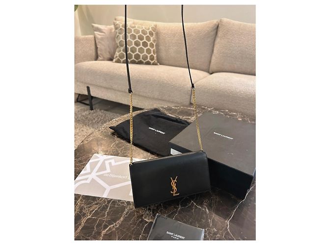 Borsa a mano Yves Saint Laurent in pelle nera e oro Nero D'oro - vista 2