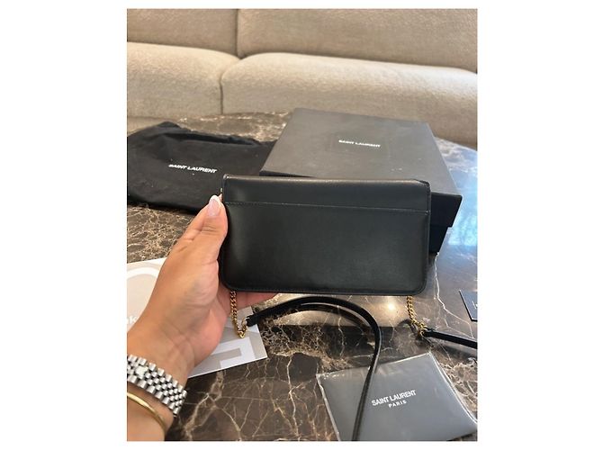 Borsa a mano Yves Saint Laurent in pelle nera e oro Nero D'oro - vista 3
