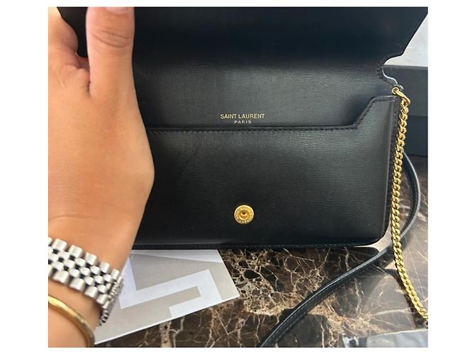 Borsa a mano Yves Saint Laurent in pelle nera e oro Nero D'oro - vista 4