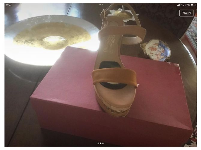 Mule con zeppa Salvatore Ferragamo pelle camel Cammello - vista 2