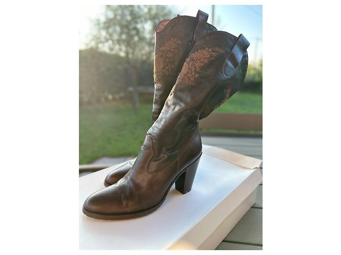 Autre Marque Botas D'Oreste de cuero marrón Castaño - vista 2