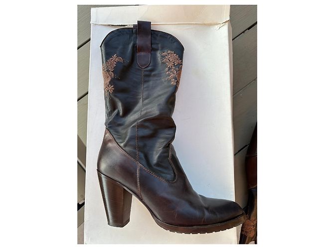 Autre Marque Botas D'Oreste de cuero marrón Castaño - vista 4