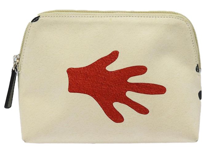 Bulgari Pochette BVLGARI in tela rossa e bianca Auth bs16435 Bianco Rosso - vista 13