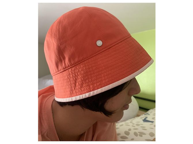 Cappello a Cloche Hermès Arancione in Cotone e Seta - vista 10