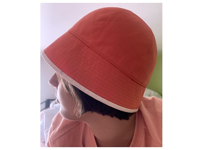Cappello a Cloche Hermès Arancione in Cotone e Seta - vista 11