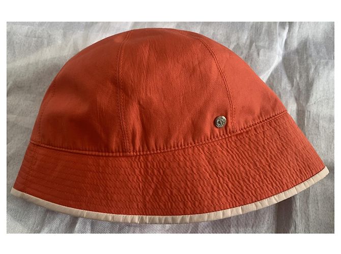 Cappello a Cloche Hermès Arancione in Cotone e Seta - vista 12