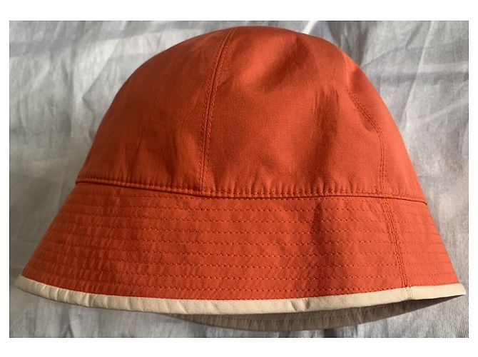 Cappello a Cloche Hermès Arancione in Cotone e Seta - vista 2