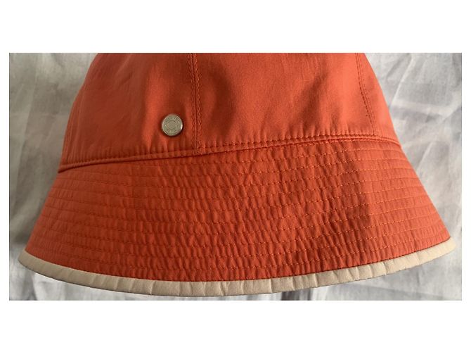 Cappello a Cloche Hermès Arancione in Cotone e Seta - vista 4