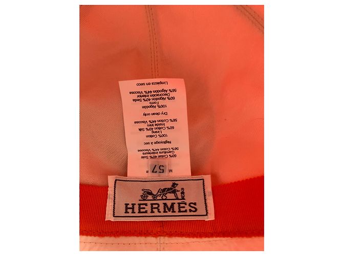 Cappello a Cloche Hermès Arancione in Cotone e Seta - vista 6