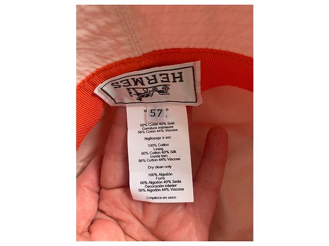 Cappello a Cloche Hermès Arancione in Cotone e Seta - vista 7