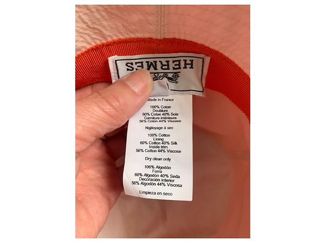 Cappello a Cloche Hermès Arancione in Cotone e Seta - vista 8