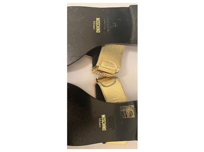 Infradito con logo in cristallo Moschino D'oro - vista 11