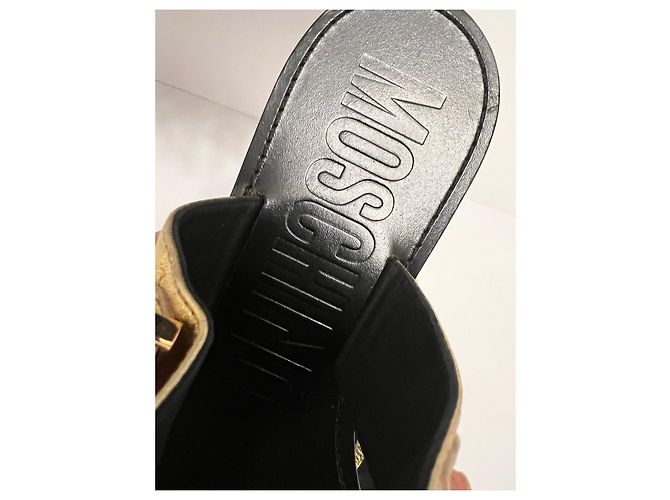 Infradito con logo in cristallo Moschino D'oro - vista 9