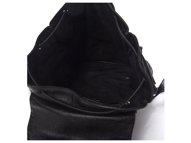 Mochila de flecos de cuero negro Yves Saint Laurent - vista 9