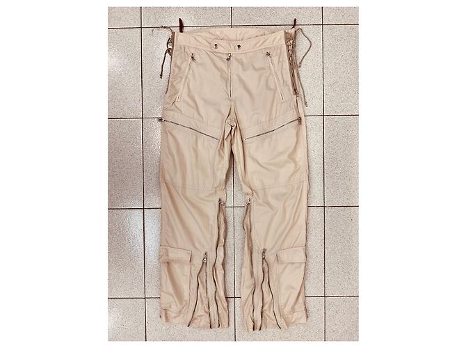 Pantaloni cargo biker astrali con zip e lacci Prada AW1999 Beige - vista 2