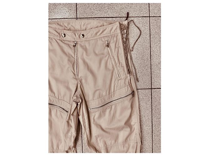 Pantaloni cargo biker astrali con zip e lacci Prada AW1999 Beige - vista 4