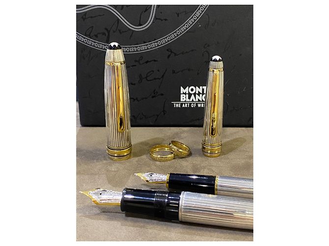 Set Montblanc meisterstuck Hochzeitsedition mit massiven Goldringen Silber Hardware Gold hardware - Ansicht 2