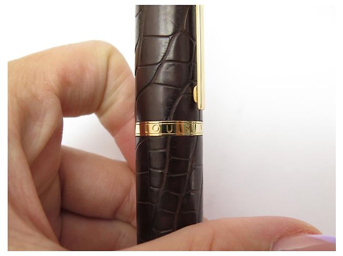 NUEVE PLUMAS LOUIS VUITTON CARGO DE CUERO DE COCODRILO ALIGÁTOR Castaño - vista 6