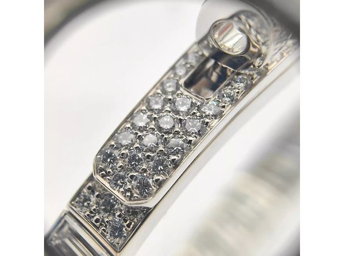 Bracciale Hermès Square pieno di diamanti Kelly Baguettes in oro bianco - vista 10