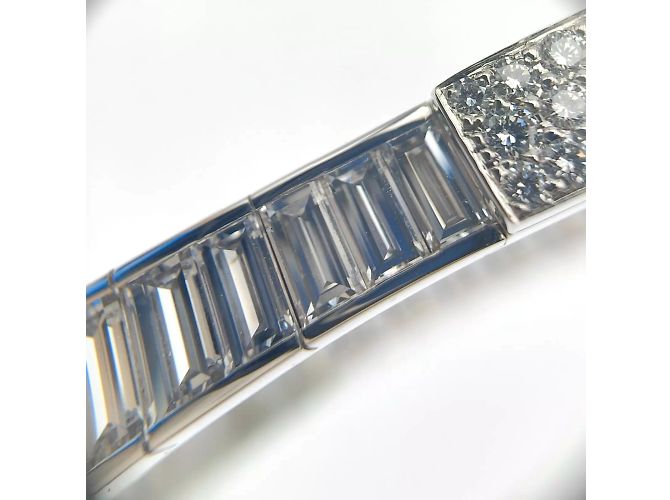 Bracciale Hermès Square pieno di diamanti Kelly Baguettes in oro bianco - vista 11