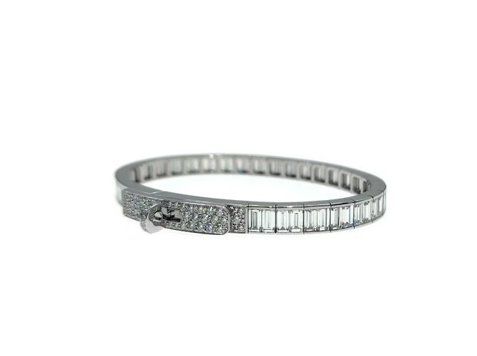 Bracciale Hermès Square pieno di diamanti Kelly Baguettes in oro bianco - vista 2