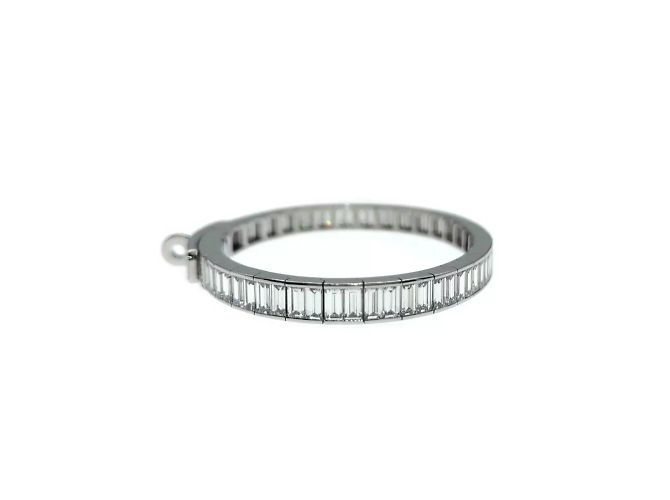 Bracciale Hermès Square pieno di diamanti Kelly Baguettes in oro bianco - vista 3