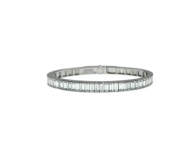 Bracciale Hermès Square pieno di diamanti Kelly Baguettes in oro bianco - vista 4