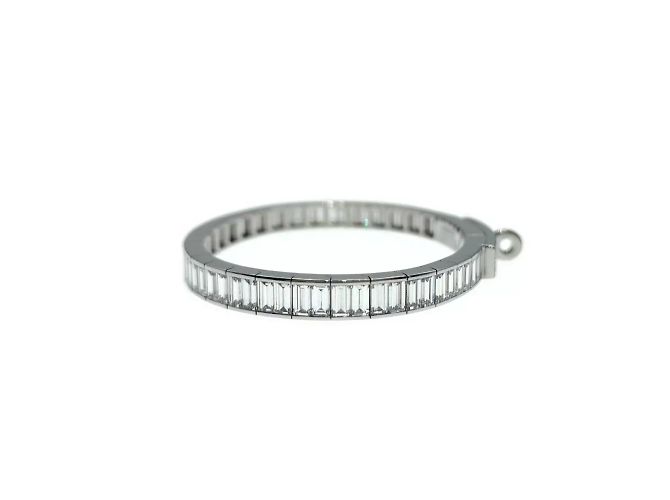 Bracciale Hermès Square pieno di diamanti Kelly Baguettes in oro bianco - vista 5