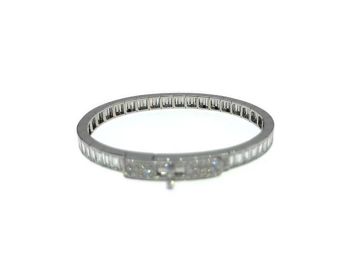Bracciale Hermès Square pieno di diamanti Kelly Baguettes in oro bianco - vista 7