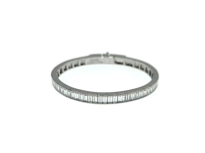 Bracciale Hermès Square pieno di diamanti Kelly Baguettes in oro bianco - vista 8