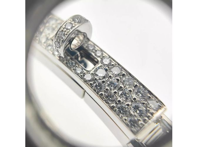 Bracciale Hermès Square pieno di diamanti Kelly Baguettes in oro bianco - vista 9