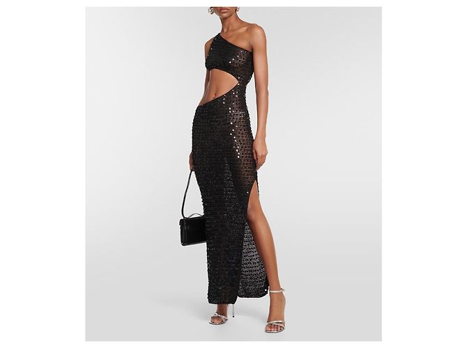 Autre Marque AYA Muse Schwarzes Pailletten Maxi Kleid - Ansicht 2