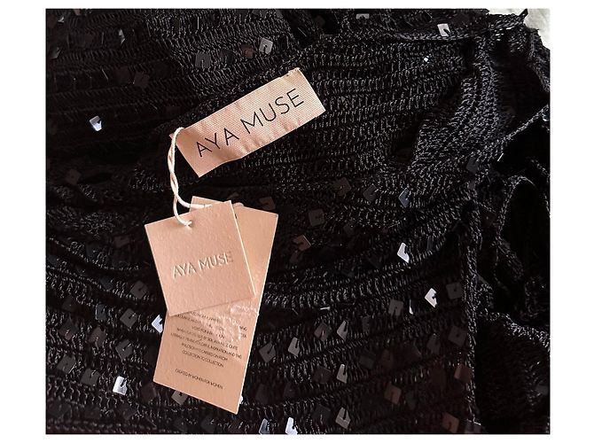 Autre Marque AYA Muse Schwarzes Pailletten Maxi Kleid - Ansicht 6