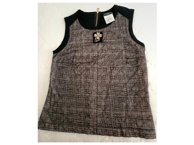 Camiseta de Chanel + broche Negro Gris - vista 2