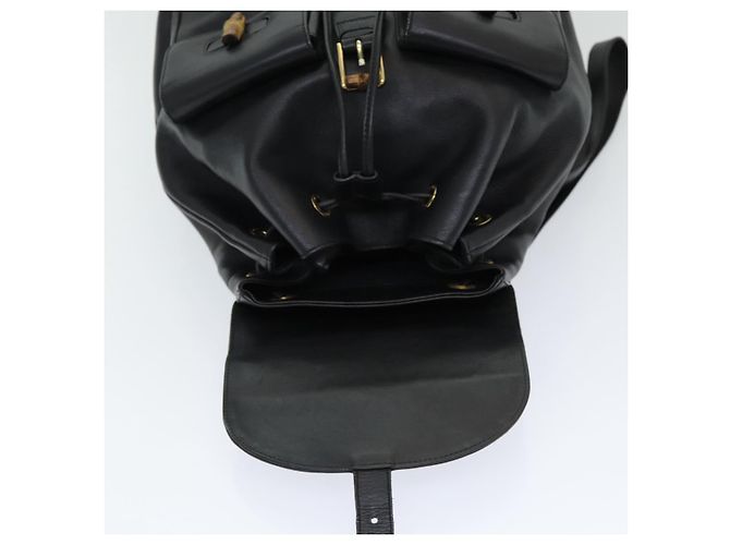 Zaino in pelle nera GUCCI Bamboo Auth am6663 Nero - vista 21