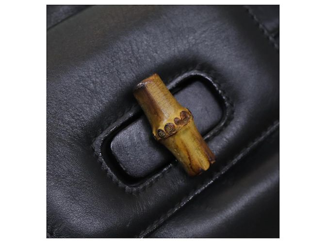Zaino in pelle nera GUCCI Bamboo Auth am6663 Nero - vista 27