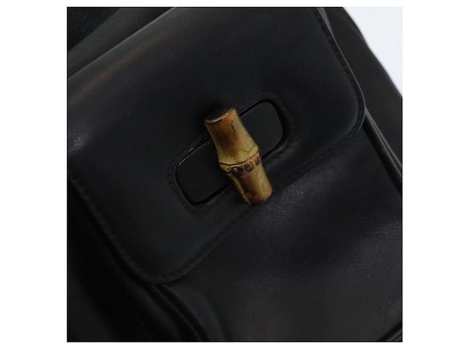 Zaino in pelle nera GUCCI Bamboo Auth am6663 Nero - vista 29