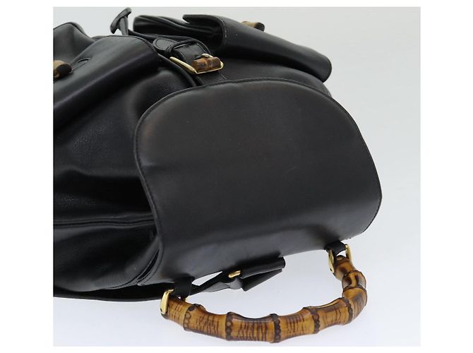 Zaino in pelle nera GUCCI Bamboo Auth am6663 Nero - vista 6