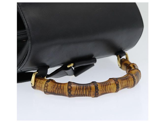 Zaino in pelle nera GUCCI Bamboo Auth am6663 Nero - vista 7